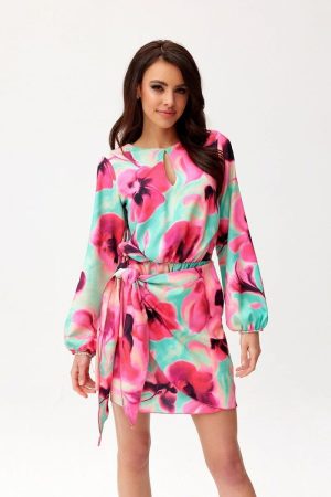 Robe fleurie courte manches longues