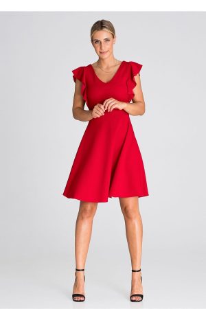 Robe de cocktail rouge évasée élégante